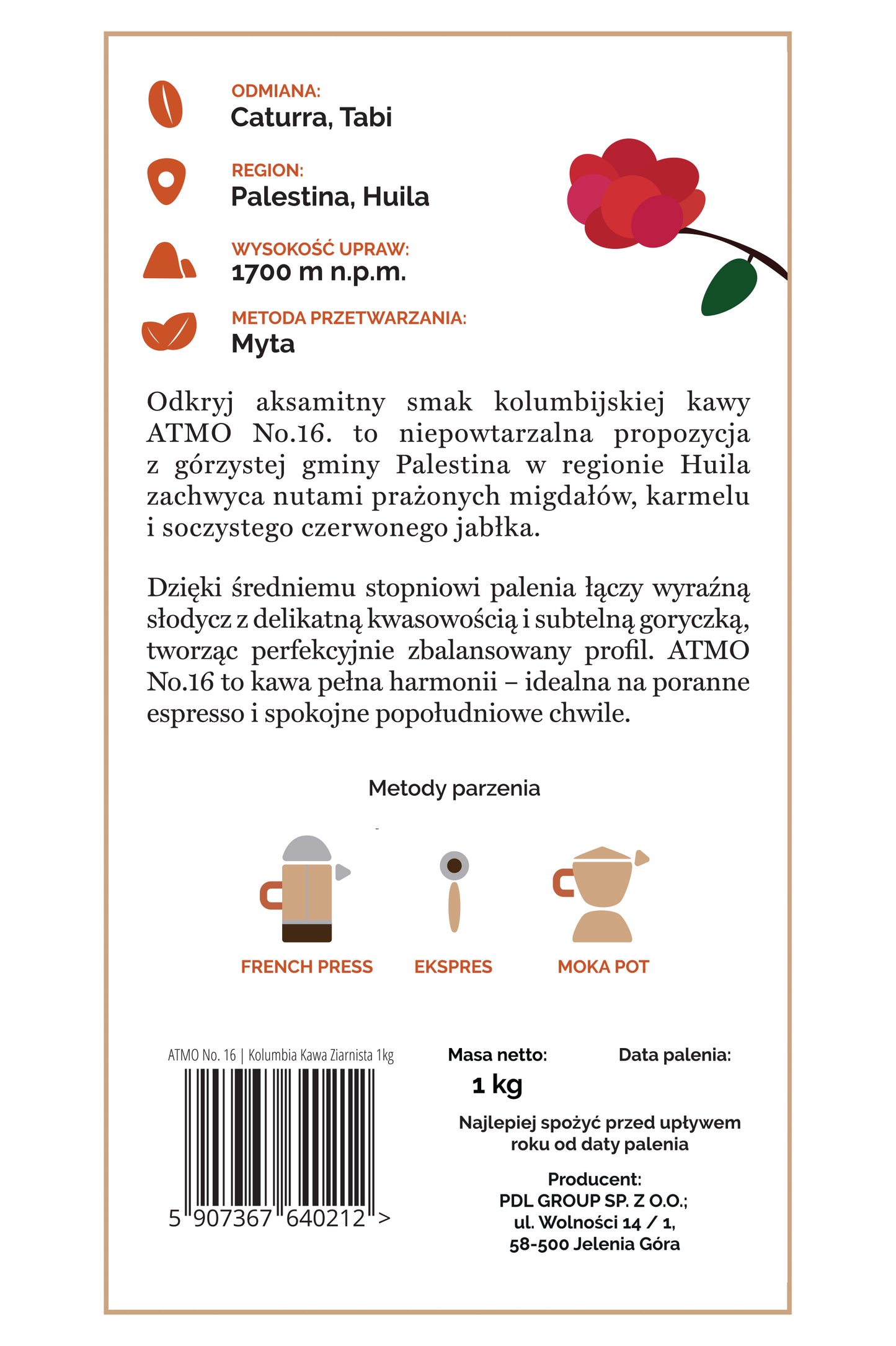 Kawa ziarnista ATMO No. 16 | Kolumbia